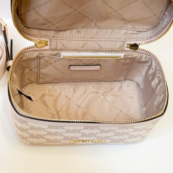 Michael Kors Jet Set Item Zip Trunk Crossbody Shoulder MK Strap MK Pink Multi - Picture 5 of 9